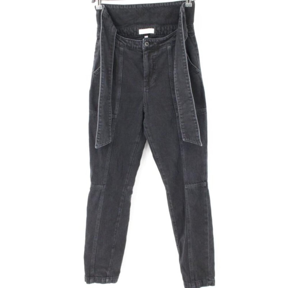 Jonathan simkhai jeans women's 26 henley tie waist high rise black denim cotton